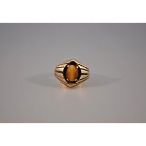 Vintage Men's 10k Solid Gold‎ Tigers Eye Ring